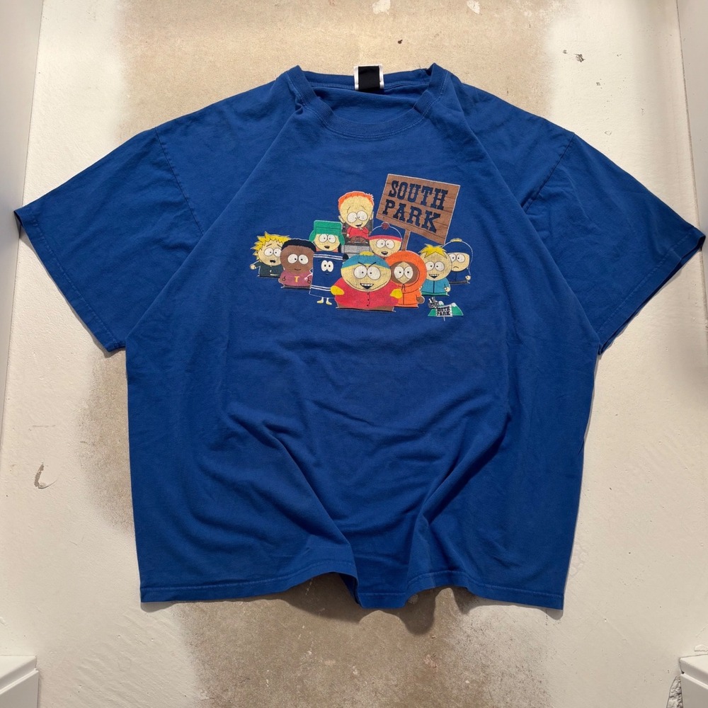 Vintage 2003 South Park Comedy Central Graphic T-Shirt Blue Mens 2XL Y2K TV Show